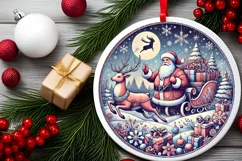 Round Christmas Ornament Sublimation|Clipart Product Image 1