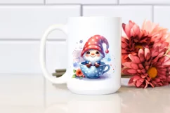 Watercolor Splash Cup with Small GNOME | Clipart Product Image 2