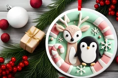 Round Christmas Ornament Sublimation|Clipart Product Image 1