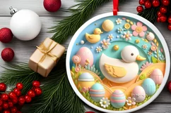 Colorful Pastel Round Winter Scene with Duck 3D Material Product Image 1