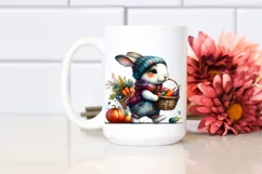 Colorful Autumn Rabbit with Basket | Sublimation | PNG Product Image 2