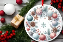 Round Christmas Ornament Sublimation|Clipart Product Image 2