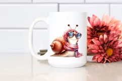 Washed Watercolor Funny Cute Snail with Silk Scarf | Product Image 2