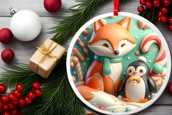 Round Christmas Ornament Sublimation|Clipart Product Image 1