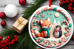 Round Christmas Ornament Sublimation|Clipart Product Image 1