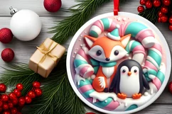 Round Christmas Ornament Sublimation|Clipart Product Image 1