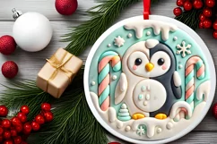 Round Christmas Ornament Sublimation|Clipart Product Image 1