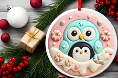 Round Christmas Ornament Sublimation|Clipart Product Image 1