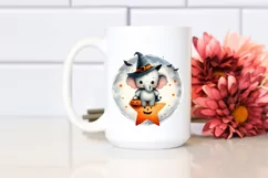Cute Baby Elephant on Halloween Retro PNG Product Image 2