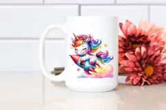 Colorful Baby Unicorn with Rocket Ship, Transparent PNG Product Image 2