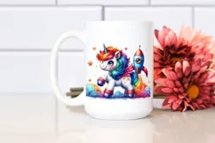 Baby Unicorn with Rocket Ship, High-Quality PNG Product Image 2