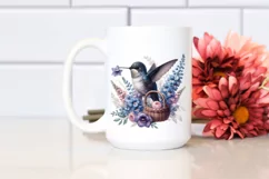 Gothic Baby Hummingbird with Flower Basket | Clipart Product Image 2