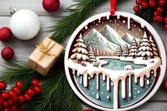 Round Christmas Ornament Sublimation|Clipart Product Image 1