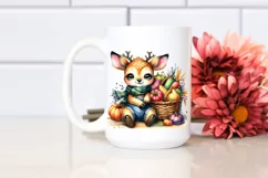 Colorful Sitting Deer with Basket | Sublimation | PNG Product Image 2