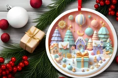 Round Christmas Ornament Sublimation|Clipart Product Image 2