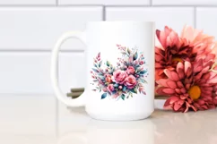 Watercolor Abstract Colorful Wreath with Pink Roses | Product Image 2