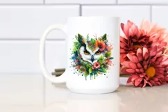 Abstract Vibrant Watercolor Owl PNG Product Image 2