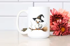 Funny Cute Swan on Witch Broom | Sublimation | Clipart Product Image 2
