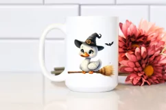 Funny Cute Swan on Witch Broom | Sublimation | Clipart Product Image 2