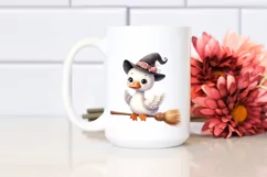 Funny Cute Swan on Witch Broom | Sublimation | Clipart Product Image 2