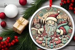 Round Christmas Ornament Sublimation|Clipart Product Image 2