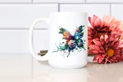 Vibrant Watercolor Butterfly with Flowers, Transparent PNG Product Image 2