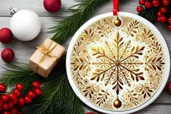Round Christmas Ornament Sublimation|Clipart Product Image 2