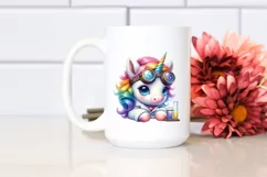 Colorful Pastel Baby Unicorn with Scientist Goggles, PNG Product Image 2