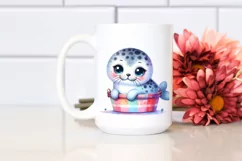 Cute Harp Seal Sitting Bucket Clipart Product Image 2