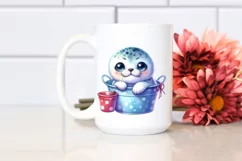 Cute Harp Seal Sitting Bucket Clipart Product Image 2