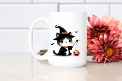 Funny Black Cat Halloween Clipart PNG Product Image 2