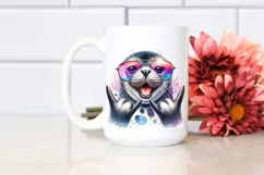 Funny Cute Seal Portrait Rocker Sunglasses | Sublimation Product Image 2