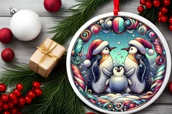 Round Christmas Ornament Sublimation|Clipart Product Image 1