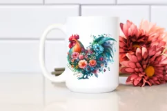 Half Flowers, Vibrant Chicken | Sublimation | Clipart Product Image 2
