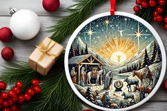 Round Christmas Ornament Sublimation|Clipart Product Image 2