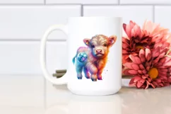 Baby Highland Cow with Disco, Transparent PNG Product Image 2