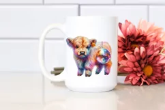 Baby Highland Cow with Disco, Transparent PNG Product Image 2