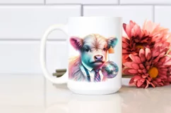 Baby Highland Cow with Disco, PNG Design Product Image 2
