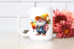 Gnome Beach Wear Yellow Hat USA Colors Cocktail Clipart Product Image 2
