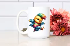 Cute Baby Chicken Jumping with Jeans PNG Product Image 2