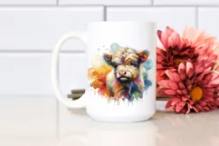 Baby Highland Cow with Abstract Background, High-Res PNG Product Image 2