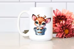Colorful Smiling Baby Deer in Bucket Clipart Product Image 1