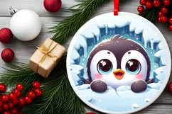 Round Christmas Ornament Sublimation|Clipart Product Image 2
