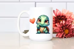 Funny Cute Turtle Portrait Love Sign | Sublimation Clipart Product Image 2