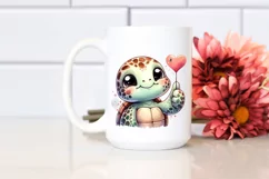 Funny Cute Turtle Portrait Love Sign | Sublimation Clipart Product Image 2