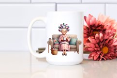 Watercolor Character Sitting on Sofa with Hair Curlers | Product Image 2