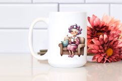 Watercolor Character Sitting on Sofa with Hair Curlers | Product Image 2