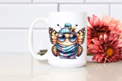 Funny Cute Butterfly Scarf Head | Sublimation Clipart Product Image 2