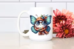 Funny Cute Butterfly Scarf Head | Sublimation Clipart Product Image 2