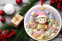 Round Christmas Ornament Sublimation|Clipart Product Image 2